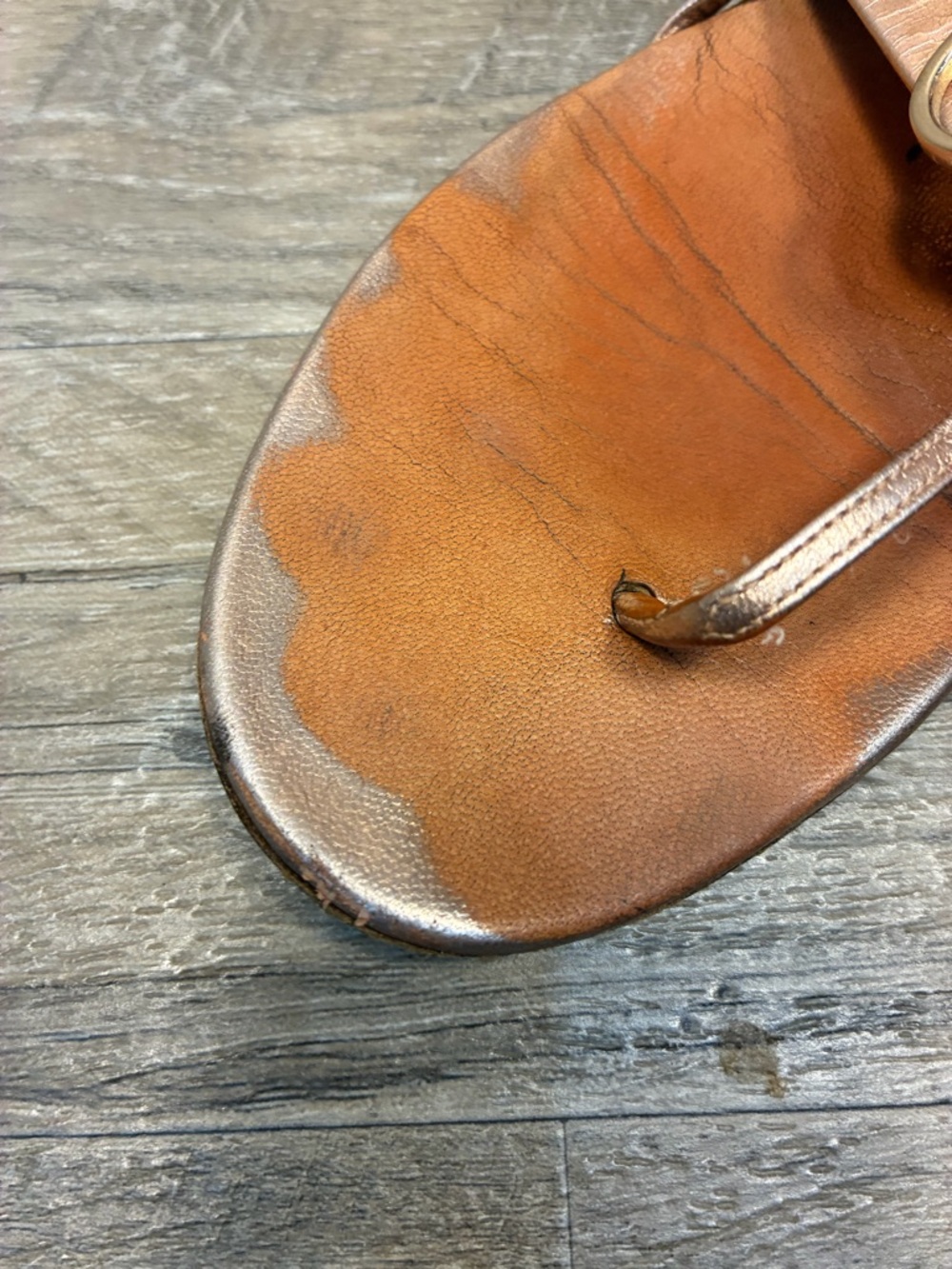 Gucci Italy Horsebit Thong Slingback Rose Gold Sandals - Picture 4 of 15